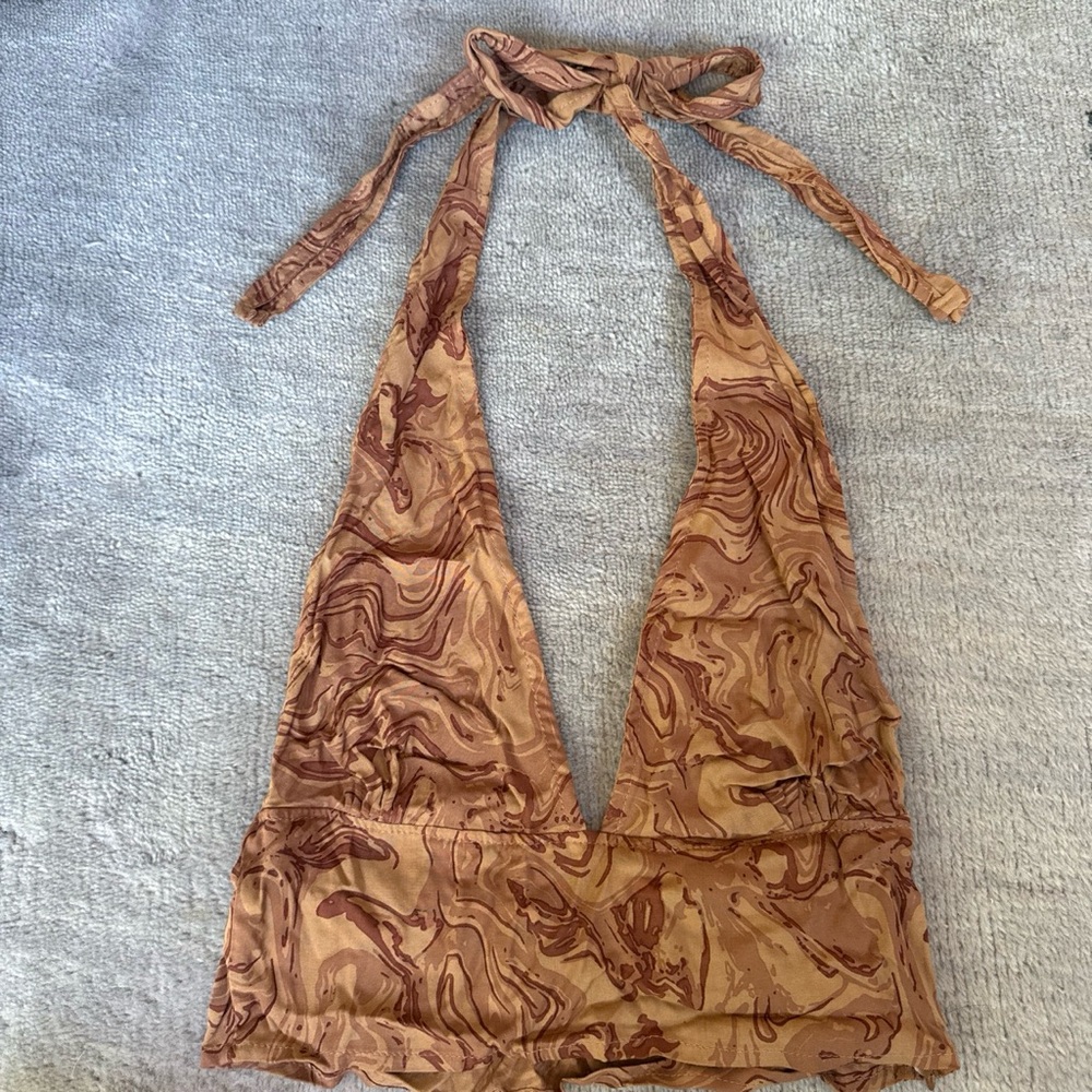grey bandit brown halter tank top